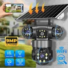 Solar Battery Powered Wireless WiFi Outdoor Pan/Tilt Home Security Camera System