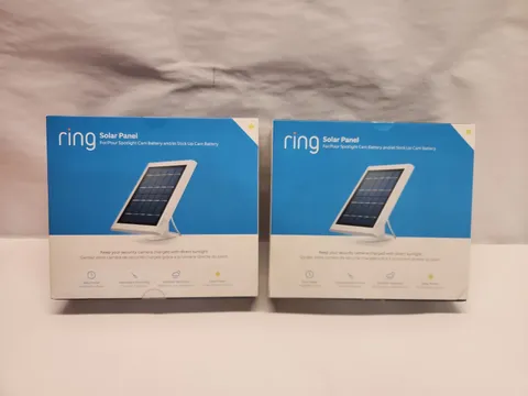 2 X Ring Solar Panel for Spotlight Cam Battery Weather Resistant White -Open Box