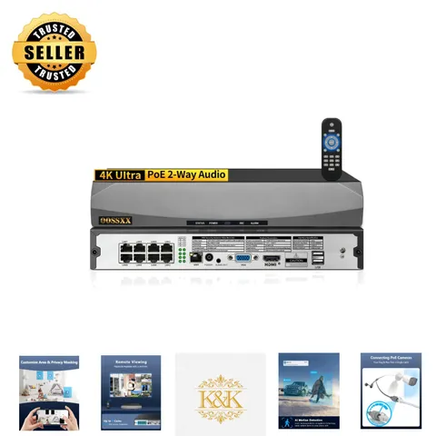 8-Channel 4K PoE NVR with Free App Access - No HDD Required for Custom Storage