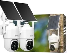 SOVMIKU 2CQ1 2K Solar Security Camera 2 Pack Wireless Outdoor PTZ WiFi