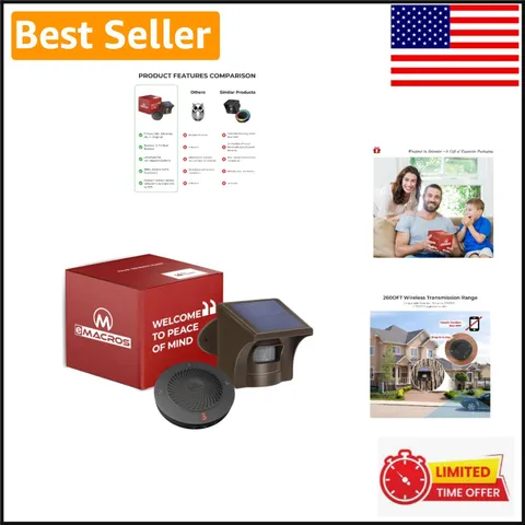Expandable Solar Powered Driveway Alarm with Adjustable Sensitivity & Long Range