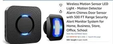 COTINSE Wireless Motion Sensor Alarm Chime LED Indicator Plug-In 150m Black