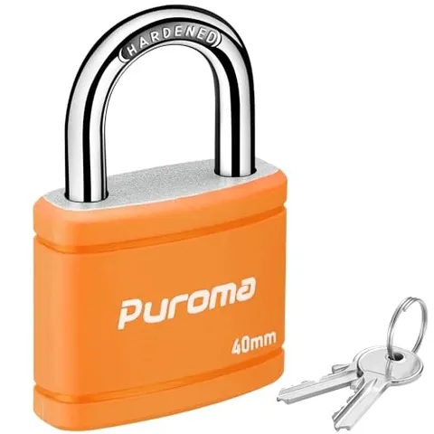 Puroma Keyed Padlock 7/8" Heavy-Duty Lock for Gate, Fence, Hasp, Cabinet