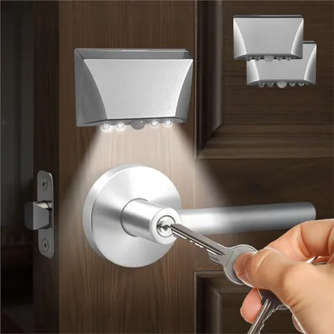 Silver 2 Pack Motion Sensor Keyhole Light - Automatic On/Off Infrared LED, Suita