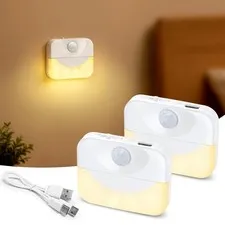 ZAPOGO 2 Pack Rechargeable Motion Sensor Stair Light for Indoor,Warm White