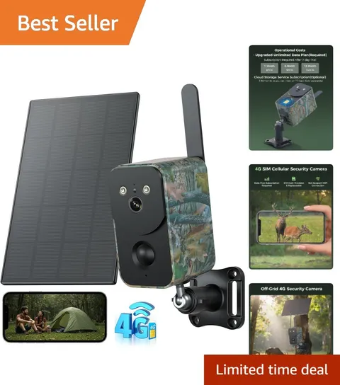 Compact 4G LTE Security Camera with Night Vision & 10000mAh Battery for Travel