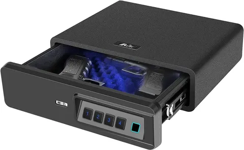Biometric Fingerprint safe, Slide-Away Handgun Safe for Two Pistols Storage D...