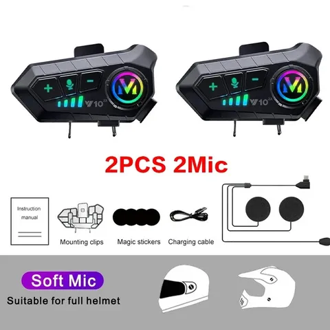 Bluetooth Motorcycle Helmet Intercom 300M Wireless Intercomunicador 2000Mah Moto