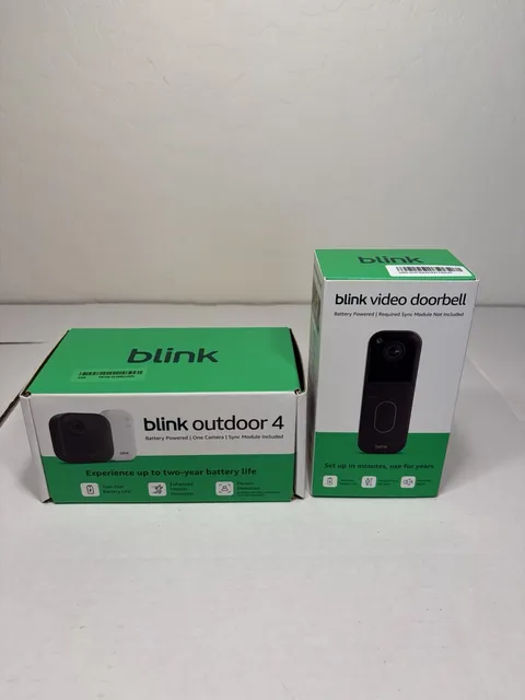 Blink Outdoor4 Wireless Camera Security & Blink Video Doorbell Bundle New Sealed