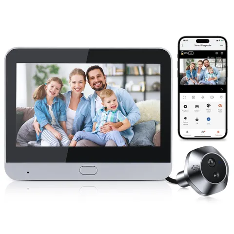 Video Doorbell Camera Door Viewer with 4.3" Color Monitor, 1080P HD Wireless ...