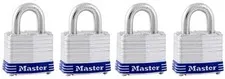 Keyed-Alike Laminated Padlocks, 4-Pack, 1-1/2 In. - 3008D