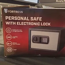 Fortress Small Steel Personal Safe Electronic Keypad/Combo Lock, 2 Keys, Gray