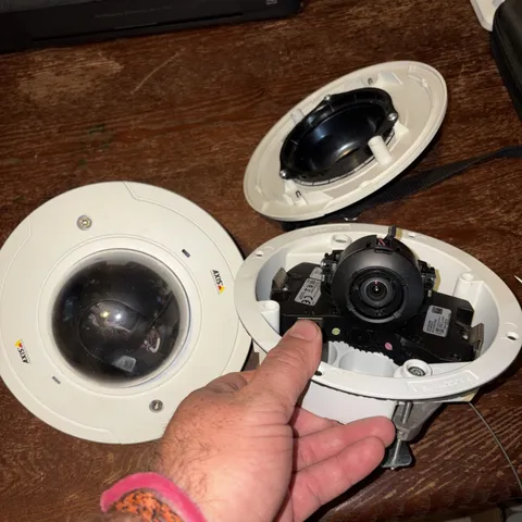 Axis P3364 6mm Dome IP Camera PoE in specialized enclosure for wall mount used
