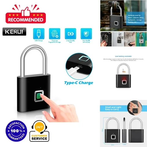 KERUI Fingerprint Padlock Waterproof Keyless Rechargeable Lock O11