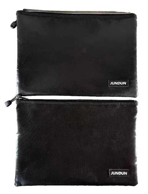 JUNDUN 2 Lot Fireproof Document Bags 13.5”x 9.5”Waterproof & Fireproof Money Bag