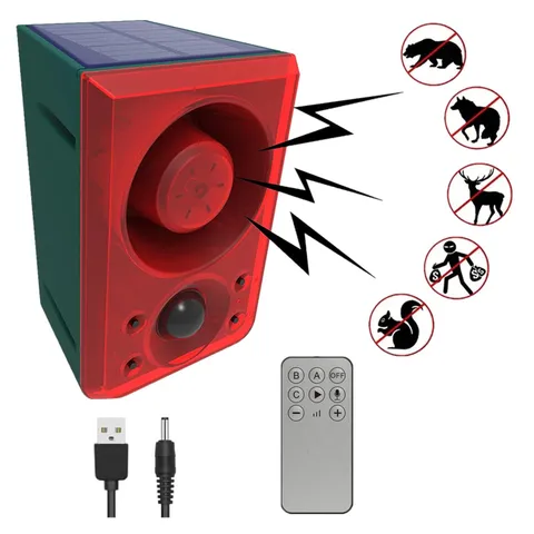 Solar Outdoor Motion Sensor Alarm 130db Loud Noise Maker - Scare Away Intruders