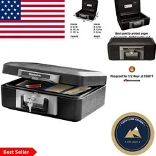 Portable Fireproof Safe Box: 12.1 x 15.3 x 6.3 Inches, Key Lock Security