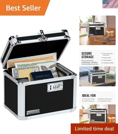 Secure Security Lock Boxes - Safe Combination Lock Box, Storage for Documents...