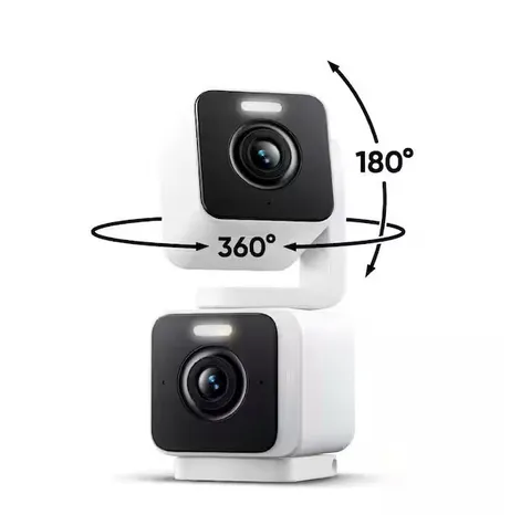 Wyze Pan Cam Duo, Indoor/Outdoor 2K Security Camera, PTZ, Color Night Vision, Sp