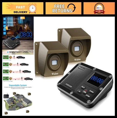 Long Range Wireless Driveway Alarm Motion Sensor Alert System - 1800ft Detection