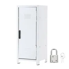 Mini Locker 4.3 x 10.8 Inch, Small Locker with Lock Keys, White