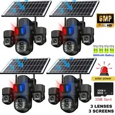 Solar Battery Powered Wireless WiFi Security Camera System Pan/Tilt Outdoor Home