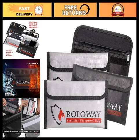 Fireproof Money Bag 5x8 inches - Non-Itchy Small Safe Storage Pouch, 4-Pack