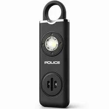 Police Personal Safety Alarm Keychain 130d Rechargeable SOS Self Defense Black