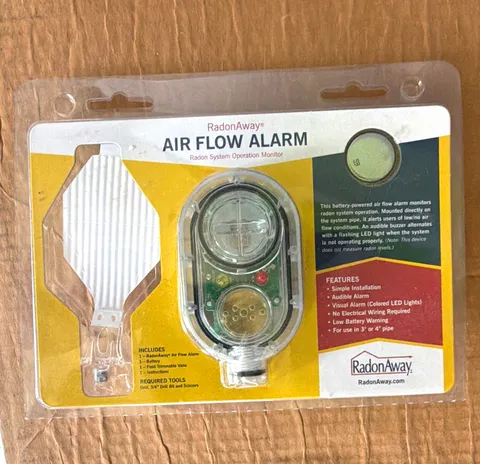 RadonAway Air Flow Alarm Wireless Indoor Battery Powered Audible Instant Alert