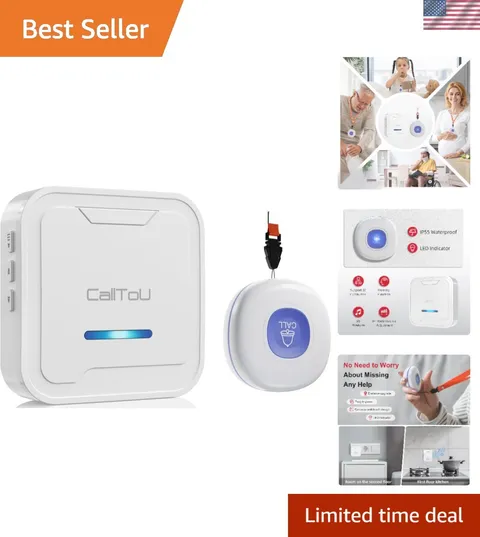 Wireless Caregiver Pager System, 500+ ft Range, Plug-in Receiver & Waterproof...