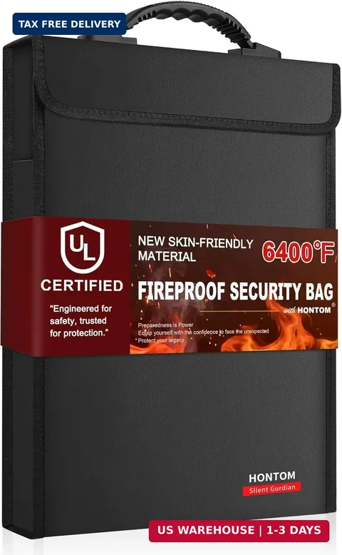 6400℉ Fireproof Document Bag with Lid, 15.4"x11.4"x1.77" Fireproof Waterproof Mo