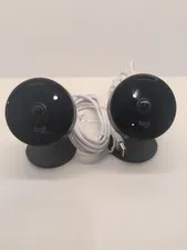 2 Logitech Circle View Weatherproof Wired Security Camera-For Parts & Repair