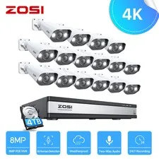 ZOSI H.265+ 16CH/8CH 4K PoE Security Camera System With Hard Drive Recording