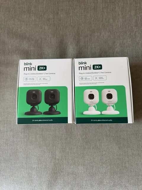 4 Blink Mini 2K+ Plug-In Indoor/Outdoor Security Cameras