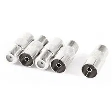 5 Pcs F Female to TV PAL Female Antenna Coax Cable Audio RF Connector