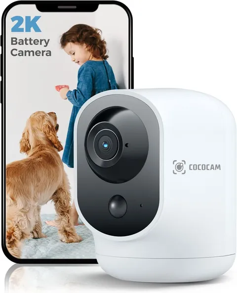 2K WiFi Indoor Pan/Tilt Security Camera with 5200mAh Battery - AI Detection