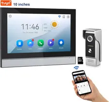 Wifi Wired Video Doorbell System (Wiring Required), 10 Inch High-Definition Moni
