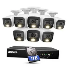 8CH 3K Lite Wired Security Camera System, 8X CCTV Cam, 1TB Hard Drive | White