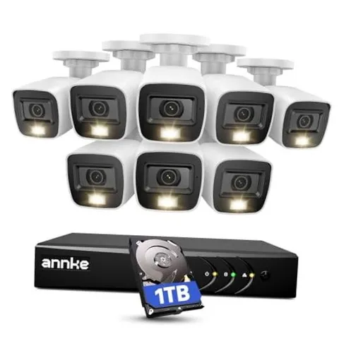 8CH 3K Lite Wired Security Camera System, 8X CCTV Cam, 1TB Hard Drive | White