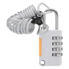 Luggage Lock, 4 Digit Combination Padlock and Flexible Gray Cable (90cm)