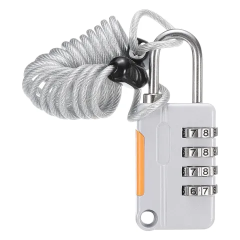 Luggage Lock, 4 Digit Combination Padlock and Flexible Gray Cable (90cm)