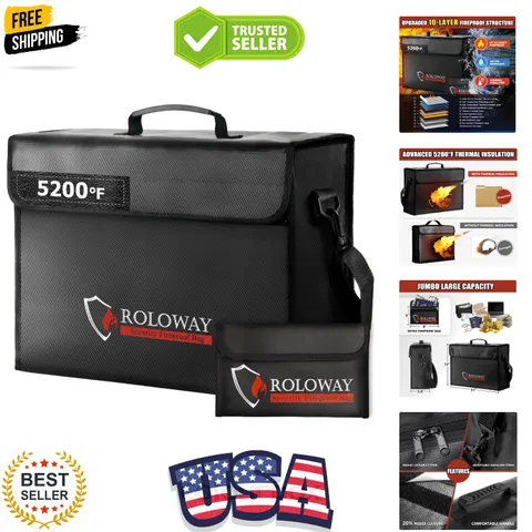 Large Fireproof Bag 5200℉ Heat Insulated 17 x 12 x 5.8 inches, Fireproof Docu...