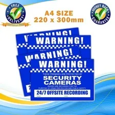 4 PACK Warning CCTV Security Surveillance Camera Sticker Sign 220x300mm