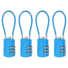 4 Pcs 3 Digit Luggage Cable Combination Lock with 5" Long Cable, Blue