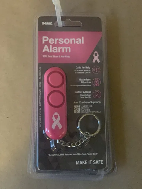 Sabre Personal Alarm Keychain, Siren Audible Up to 300' PA-NBCF-01 (Lot Of 3)