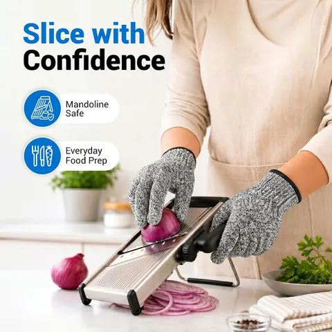 A5 Cut Resistant Gloves, Food Grade Kitchen Safety Gloves | for Chef Meat Cut...