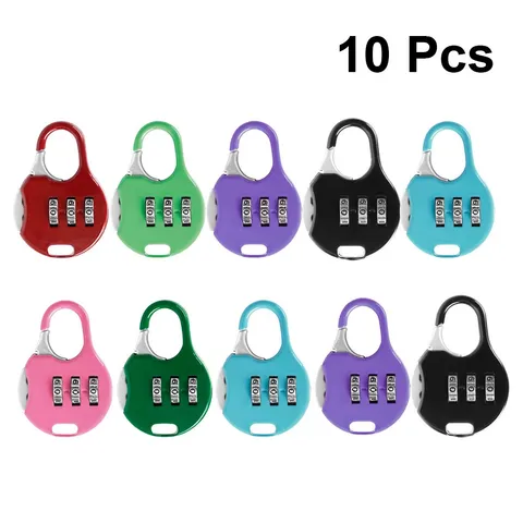 10Pcs Number Padlock Colorful Combination Customs Password Alloy Bag