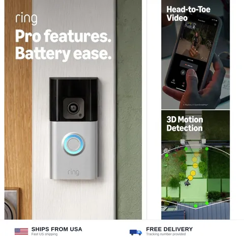Ring Battery Doorbell Pro, Home or business security, Two-Way Talk with Audio...