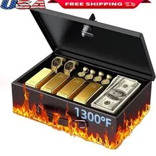 Fireproof Water Resistant Document Safe Box Portable Secure Storage Chest New