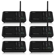 6Units Black FM Wireless Intercoms for Home House Room to Room Calling 10Channel